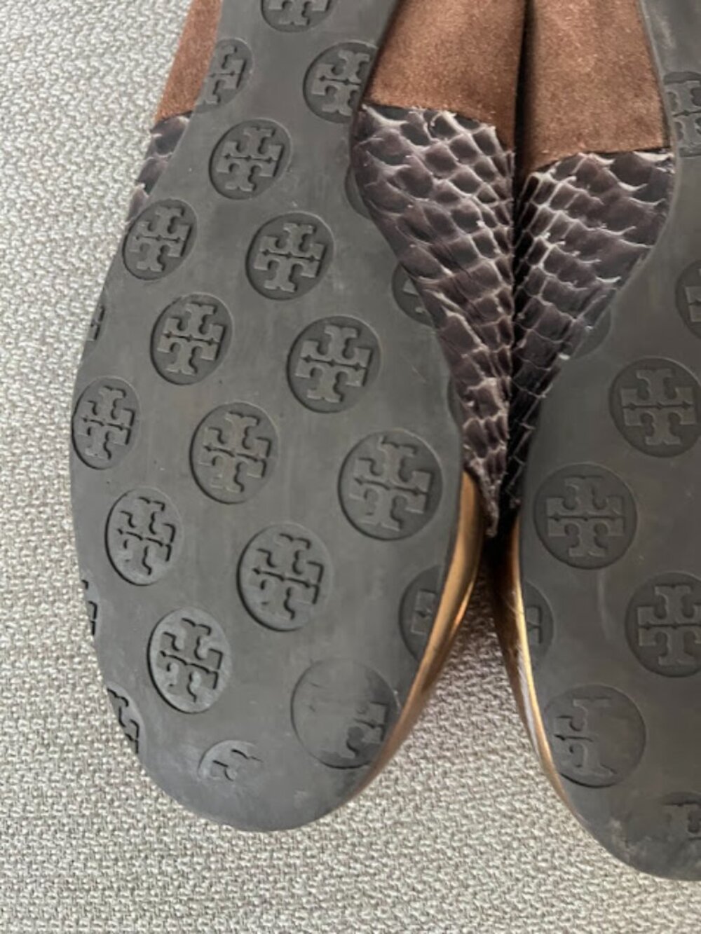 Tory Burch Brown Gold Reva Round Toe Slip On Ballet Flats Shoes Size 9M - Picture 15 of 15